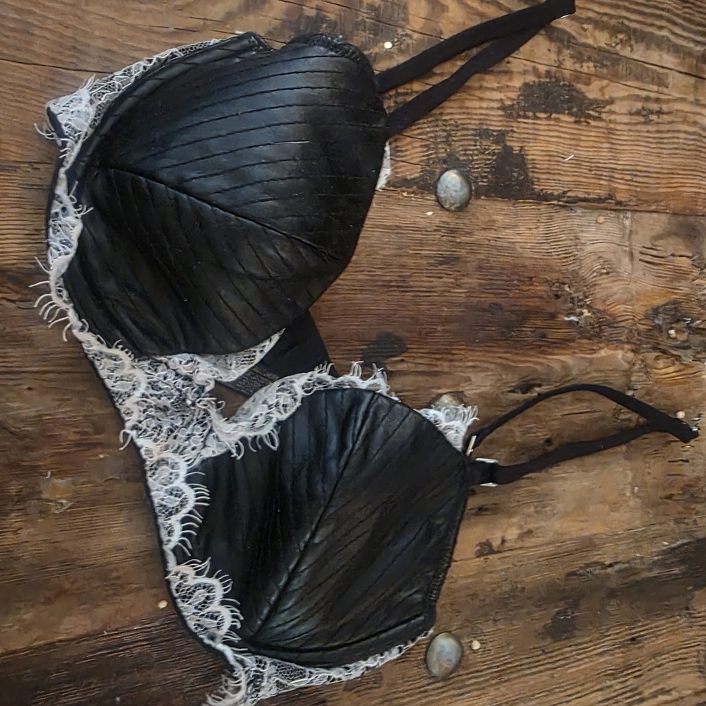 Chic Black and White Lace Bra